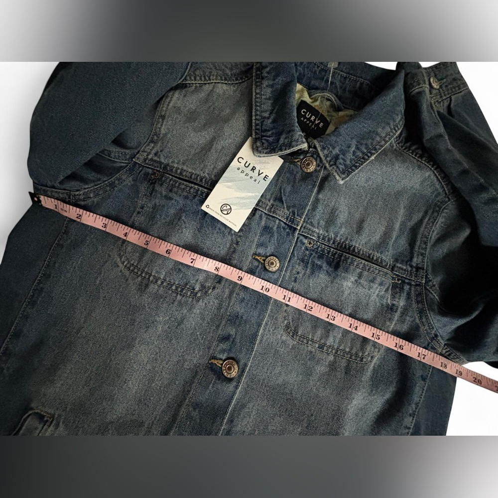 NWT Curve Appeal Denim Jacket Medium Blue Wash Button Front Womens Coat - Picture 4 of 8